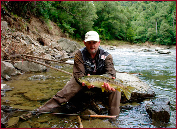 Une fario de 55 cm et 1,9 kg au Tenkara en Nouvelle Z&eacute;lande.